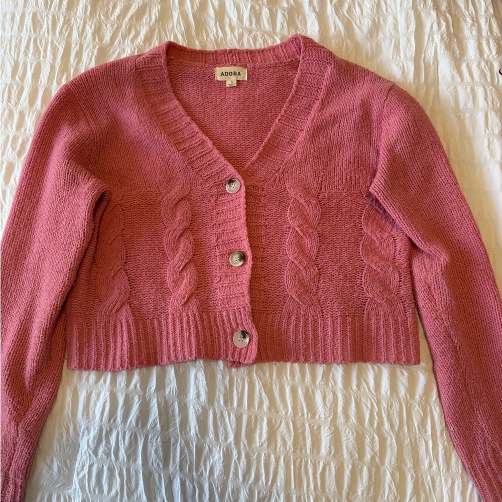 Pink knit cardigan
